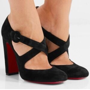 CHRISTIAN LOUBOUTIN VEAU VELOURS MISS ELLEN 100. Pumps 37.5 Black